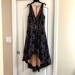 Eliza J dress pink with black lace